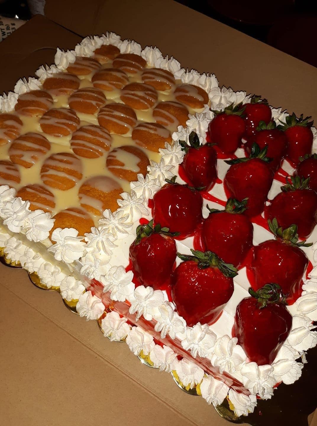 half banana pudding half strawberry short cake