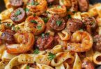 Creamy Cajun Pasta with Succulent Shrimp and Spicy Sausage