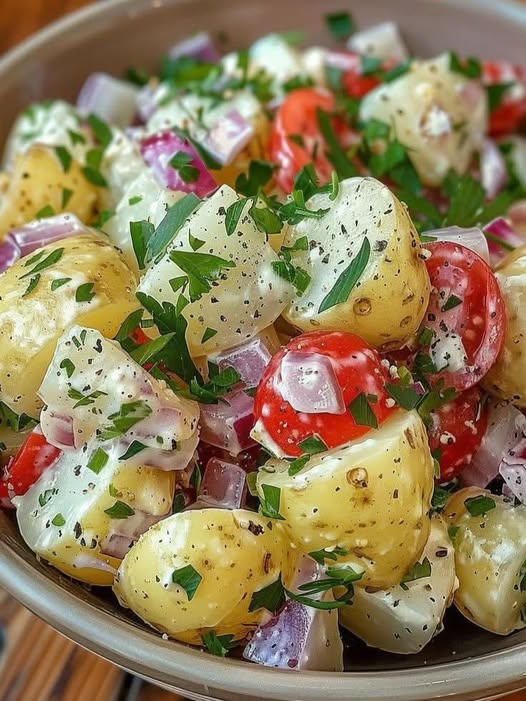 Greek Potato Salad with Tangy Dressing: A Mayo-Free Delight